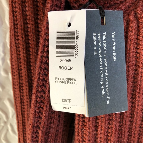 BNWT Aritzia Babaton Rich Cooper Roger Sweater Long V-neck Merino Wool Sweater - Picture 15 of 16